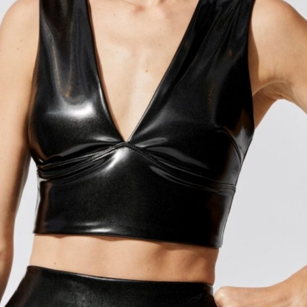 NWOT Carbon38 Patent Latex Style Workout Set - Picture 4 of 12